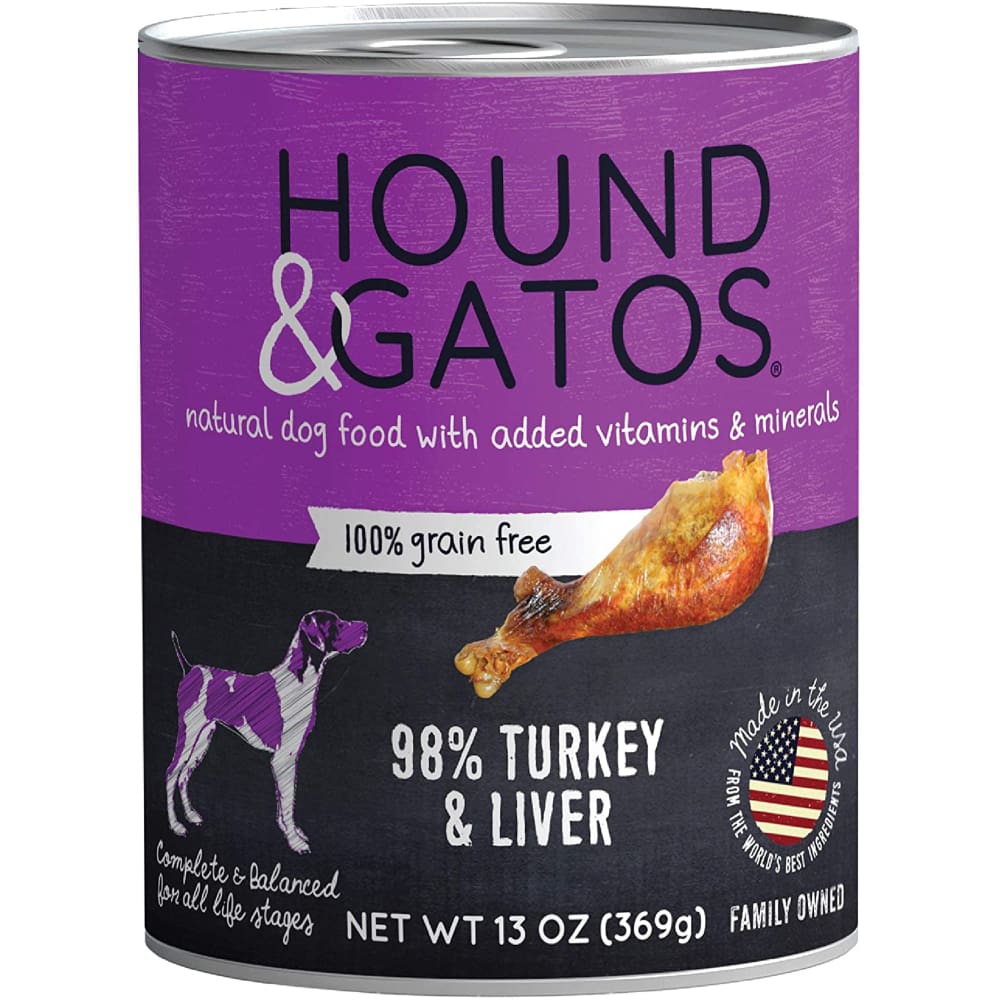 Hound and Gatos Dog Grain Free Turkey and Liver 13Oz (Case of 12) - Pet Supplies - Hound and Gatos