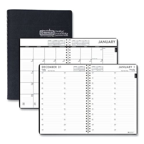 House of Doolittle 24/7 Recycled Daily Appointment Book/monthly Planner 10 X 7 Black Cover 12-month (jan To Dec): 2023 - School Supplies -