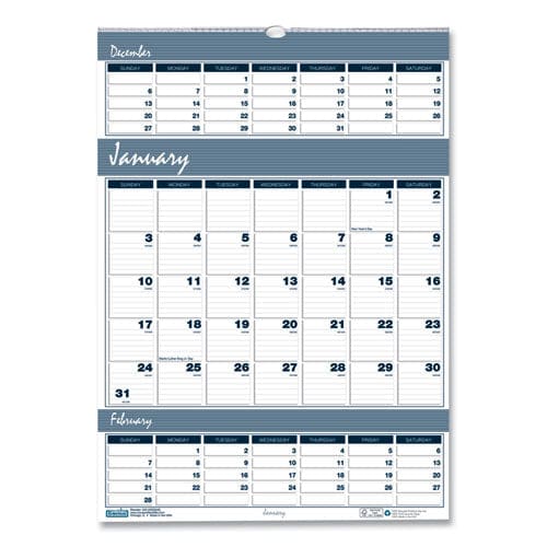 House of Doolittle Bar Harbor Recycled Wirebound 3-months-per-page Wall Calendar 12 X 17 White/blue/gray Sheets 14-month (dec-jan):
