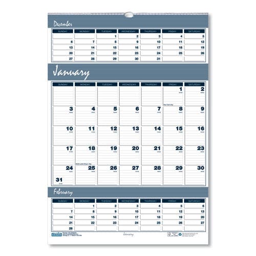 House of Doolittle Bar Harbor Recycled Wirebound 3-months-per-page Wall Calendar 12 X 17 White/blue/gray Sheets 14-month (dec-jan):