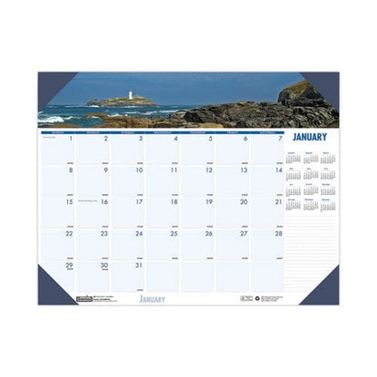 House of Doolittle Earthscapes Recycled Monthly Desk Pad Calendar Coastlines Photos 22 X 17 Black Binding/corners,12-month (jan-dec): 2023 -