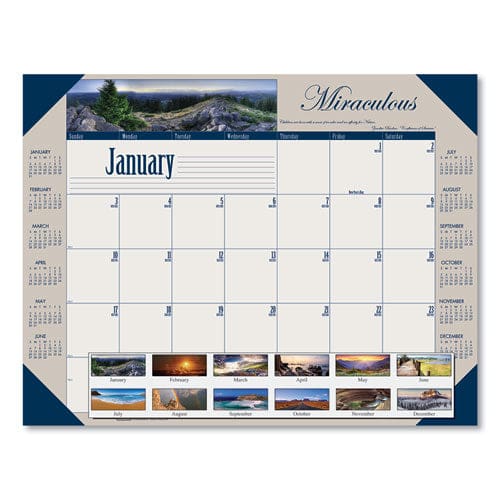 House of Doolittle Earthscapes Recycled Monthly Desk Pad Calendar Motivational Photos 22 X 17 Blue Binding/corners 12-month (jan-dec): 2023