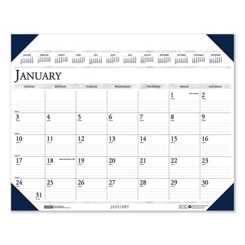 House of Doolittle Executive Monthly Desk Pad Calendar 24 X 19 White/blue Sheets Blue Corners 12-month (jan To Dec): 2023 - School Supplies