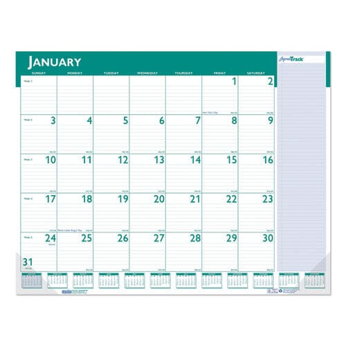 House of Doolittle Express Track Monthly Desk Pad Calendar 22 X 17 White/teal Sheets Teal Binding Blue Corners 13-month(jan-jan): 2023-2024