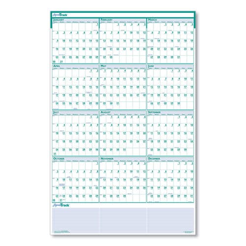 House of Doolittle Express Track Recycled Reversible/erasable Yearly Wall Calendar 24 X 37 White/teal Sheets 12-month (jan To Dec): 2023 -