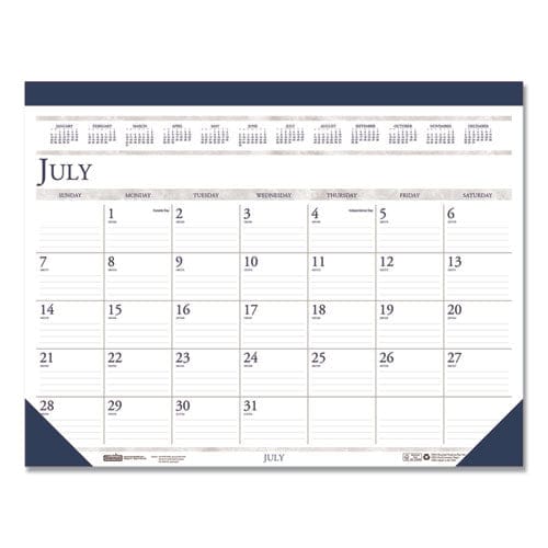 House of Doolittle Recycled Academic Desk Pad Calendar 18.5 X 13 White/blue Sheets Blue Binding/corners 14-month (july To Aug): 2022 To 2023