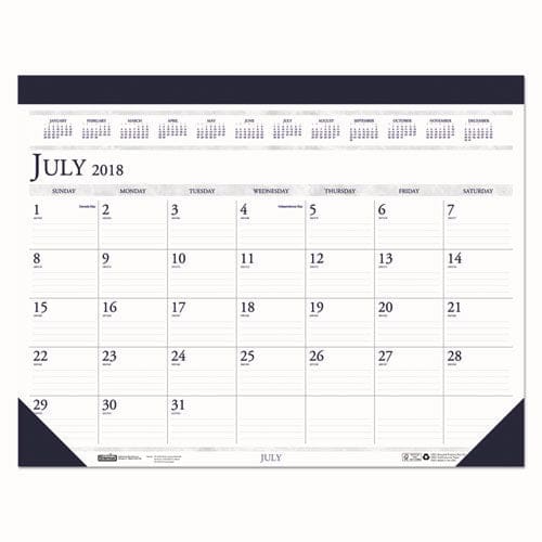 House of Doolittle Recycled Academic Desk Pad Calendar 22 X 17 White/blue Sheets Blue Binding/corners 14-month (july To Aug): 2022 To 2023 -