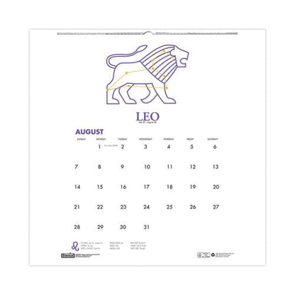 House of Doolittle Recycled Academic Zodiac Wall Calendar 14 X 11 Multicolor Sheets,12-month (aug To July): 2023 - School Supplies - House