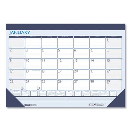 House of Doolittle Recycled Contempo Desk Pad Calendar 18.5 X 13 White/blue Sheets Black Binding Black Corners 12-month (jan To Dec): 2023 -