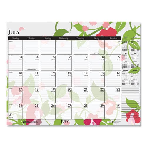 House of Doolittle Recycled Desk Pad Calendar Wild Flowers Artwork 18.5 X 13 White Sheets Black Binding/corners,12-month (jan-dec): 2023 -