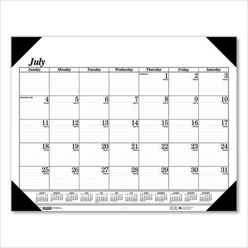 House of Doolittle Recycled Economy Academic Desk Pad Calendar 22 X 17 White/black Sheets Black Binding/corners,14-month(july-aug):