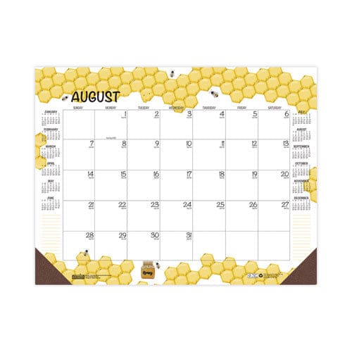 House of Doolittle Recycled Honeycomb Desk Pad Calendar 22 X 17 White/multicolor Sheets Brown Corners 12-month (aug To July): 2023 - School