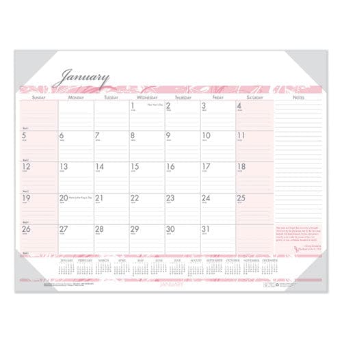 House of Doolittle Recycled Monthly Desk Pad Calendar Breast Cancer Awareness Artwork 18.5 X 13 Black Binding/corners,12-month(jan-dec):