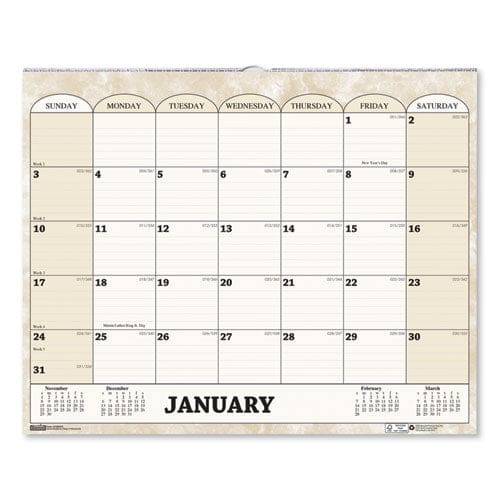 House of Doolittle Recycled Monthly Horizontal Wall Calendar Marble Stone Artwork 14.88 X 12 White/sand Sheets 12-month (jan To Dec): 2023 -