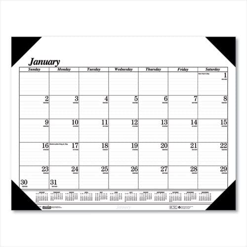 House of Doolittle Recycled One-color Refillable Monthly Desk Pad Calendar 22 X 17 White Sheets Black Binding/corners,12-month(jan-dec):