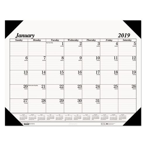 House of Doolittle Recycled One-color Refillable Monthly Desk Pad Calendar 22 X 17 White Sheets Black Binding/corners,12-month(jan-dec):