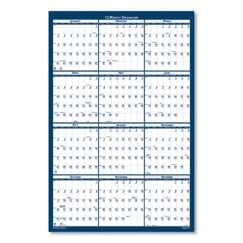 House of Doolittle Recycled Poster Style Reversible/erasable Yearly Wall Calendar 66 X 33 White/blue/gray Sheets 12-month (jan To Dec): 2023