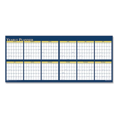 House of Doolittle Recycled Reversible Yearly Wall Planner 60 X 26 White/blue/yellow Sheets 12-month (jan To Dec): 2023 - School Supplies -