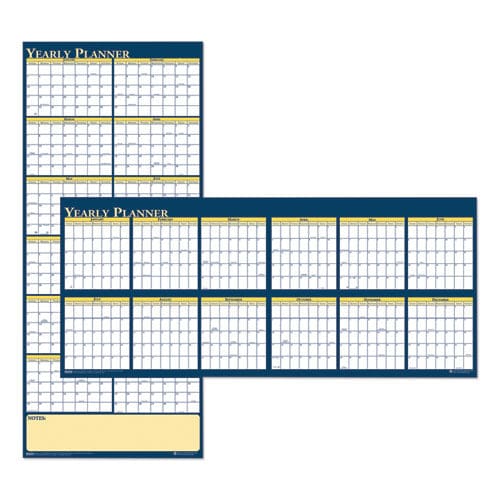 House of Doolittle Recycled Reversible Yearly Wall Planner 60 X 26 White/blue/yellow Sheets 12-month (jan To Dec): 2023 - School Supplies -