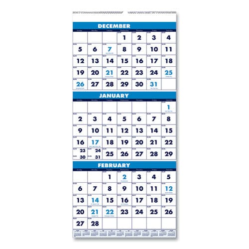 House of Doolittle Recycled Three-month Format Wall Calendar Vertical Orientation 8 X 17 White Sheets 14-month (dec To Jan): 2022 To 2024 -