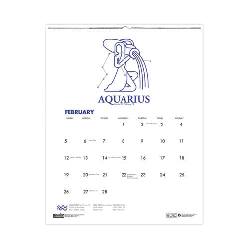 House of Doolittle Recycled Zodiac Wall Calendar Zodiac Artwork 14 X 11 12-month (jan To Dec) White/multicolor Sheets - School Supplies -