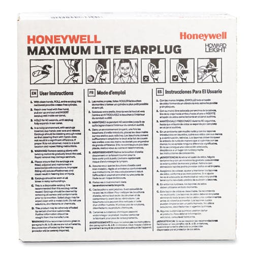 Howard Leight by Honeywell Maximum Lite Single-use Earplugs Cordless 30nrr Green 200 Pairs - Janitorial & Sanitation - Howard Leight®