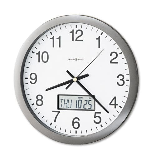 Howard Miller Chronicle Wall Clock With Lcd Inset 14 Overall Diameter Gray Case 2 Aa (sold Separately) - Office - Howard Miller®