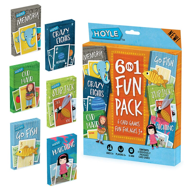 Hoyle 6 In 1 Fun Pack Classic Childrens Games (Pack of 8) - Card Games - United States Playing Card