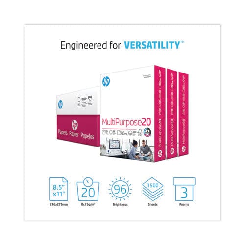 HP Papers Multipurpose20 Paper 96 Bright 20 Lb Bond Weight 8.5 X 11 White 500 Sheets/ream 3 Reams/carton - School Supplies - HP Papers