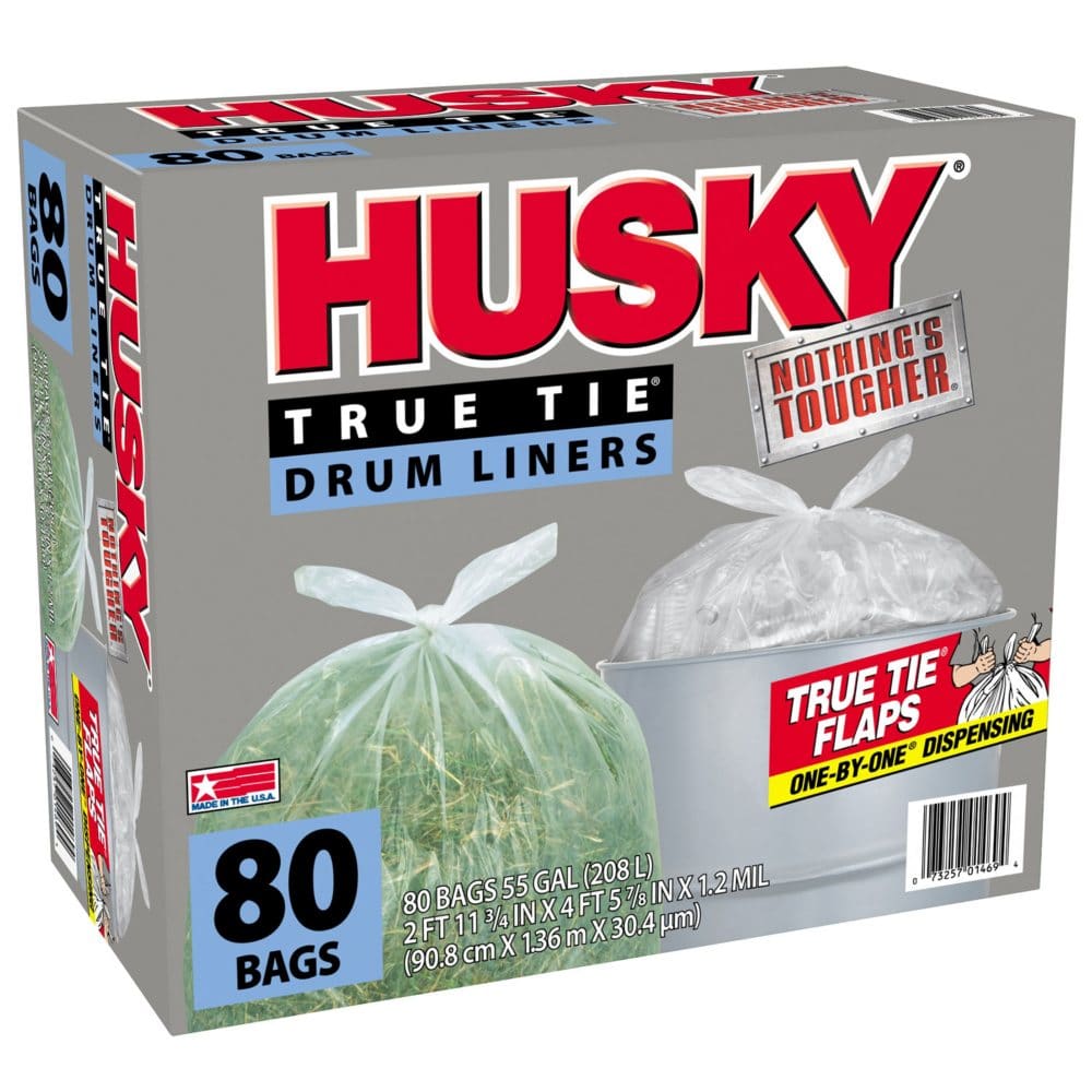 Husky 55-Gallon Clear Flap Tie Drum Liner Trash Bags (80 ct.) - Paper & Plastic - Husky 55-Gallon
