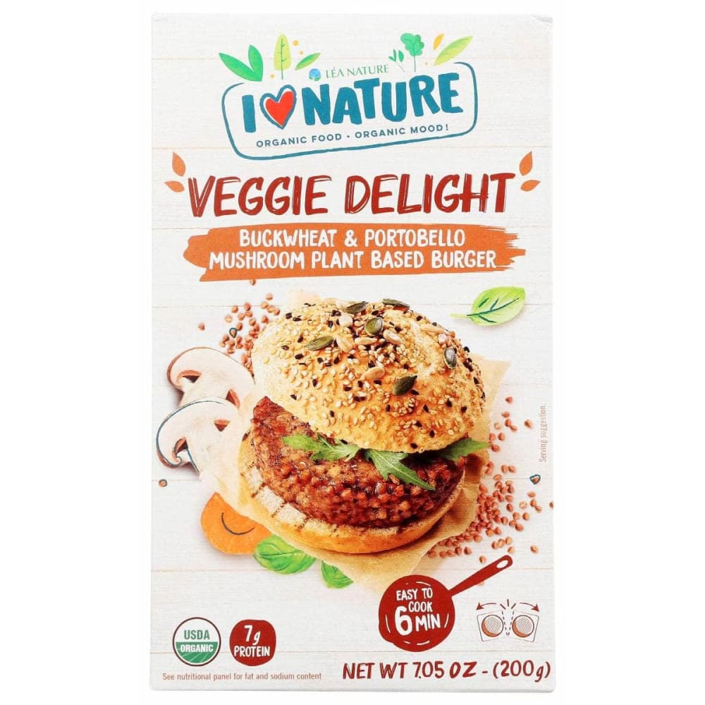 I LOVE NATURE Grocery > Pantry I LOVE NATURE: Buckwheat & Portobello Mushroom Plant Based Burger, 7.05 oz
