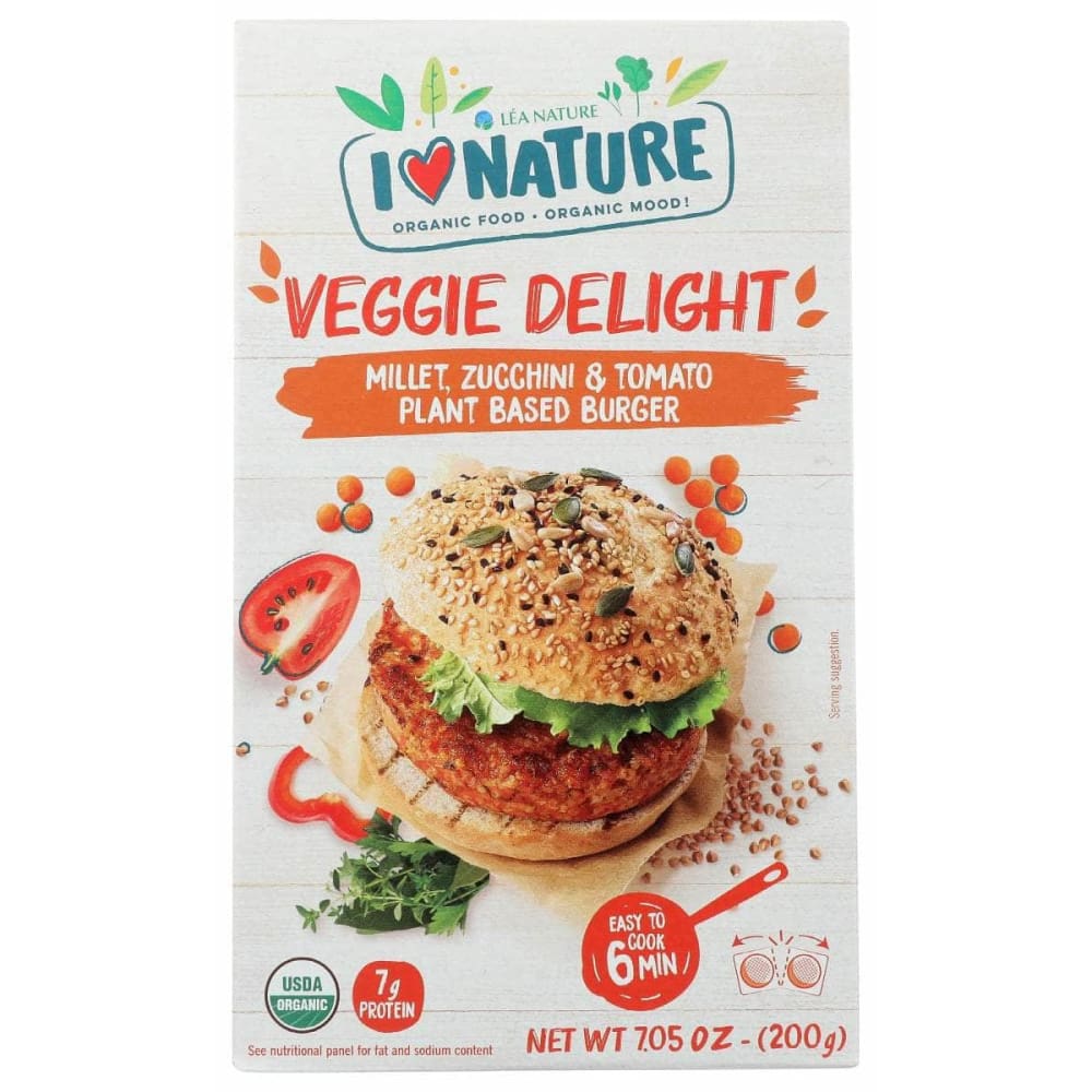 I LOVE NATURE Grocery > Pantry I LOVE NATURE: Millet, Zucchini and Tomato Plant Based Burger, 7.05 oz