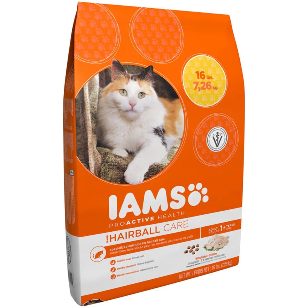 IAMS ProActive Health Adult Hairball Care Cat Food 16 lb - Pet Supplies - IAMS