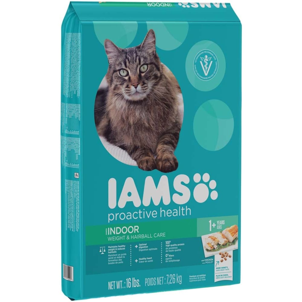 IAMS ProActive Health Adult Indoor Weight & Hairball Care Cat Food 16 lb - Pet Supplies - IAMS