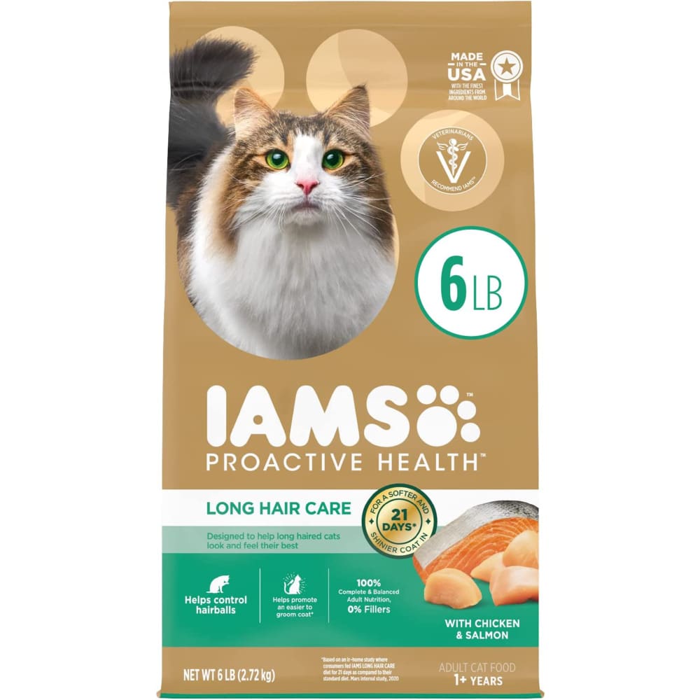 IAMS ProActive Health Adult Long Hair Dry Cat Food Chicken Salmon; 1ea-6 lb - Pet Supplies - IAMS