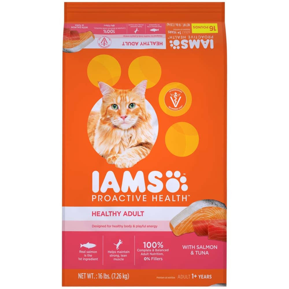 IAMS ProActive Health Adult Salmon and Tuna Dry Cat Food 16 lb - Pet Supplies - IAMS