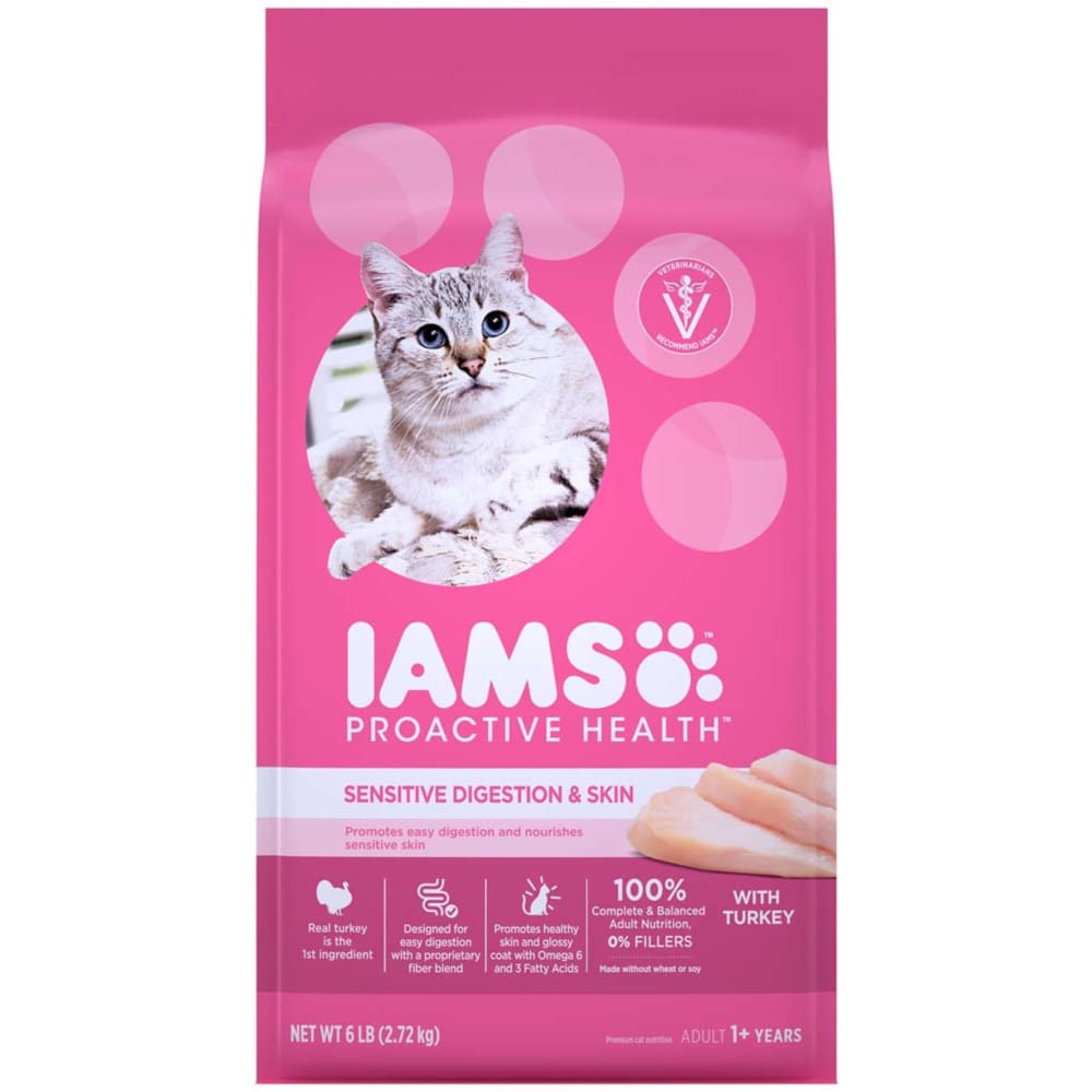 Iams Proactive Health Sensitive Digestion and Skin Dry Cat Food Turkey 13 Lb - Pet Supplies - Iams