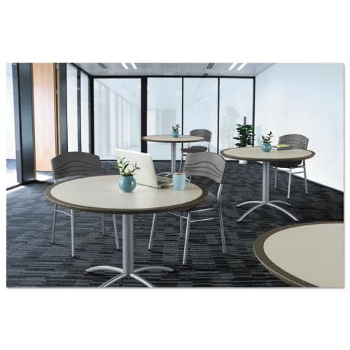 Iceberg Iland Table Cafe-height Square Top Contoured Edges 42w X 42d X 29h Gray Walnut/silver - Furniture - Iceberg