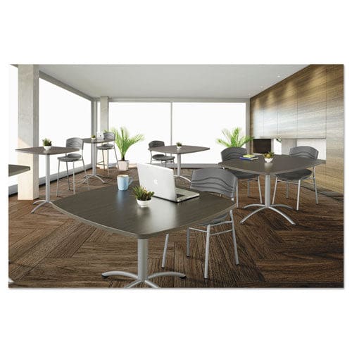 Iceberg Iland Table Cafe-height Square Top Contoured Edges 42w X 42d X 29h Natural Teak/silver - Furniture - Iceberg