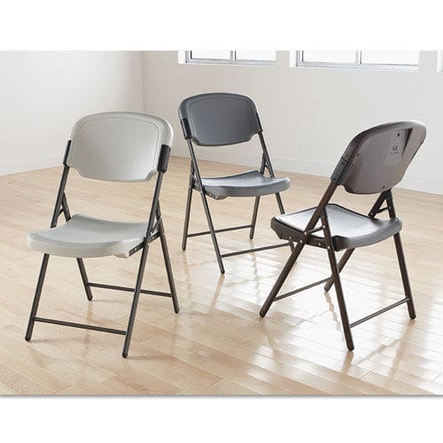 Iceberg Rough N Ready Commercial Folding Chair Supports Up To 350 Lb 15.25 Seat Height Platinum Seat Platinum Back Black Base - Furniture -