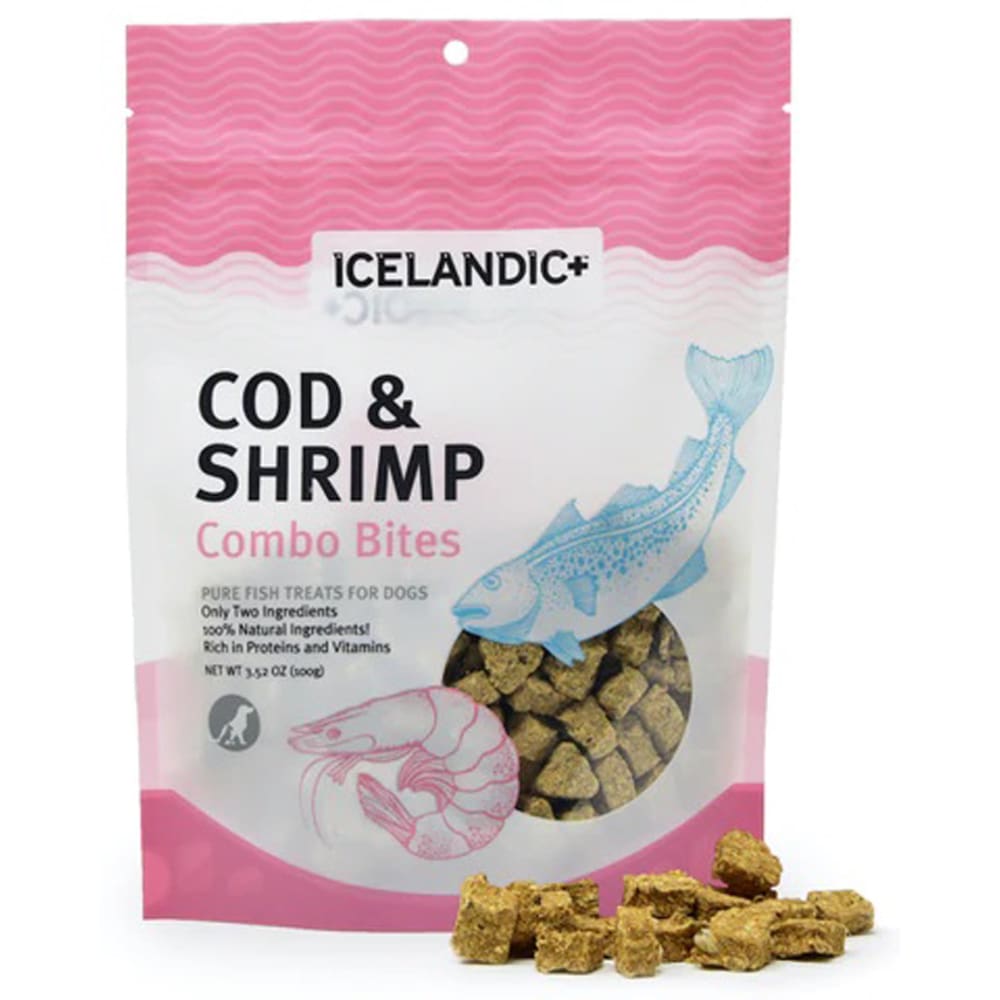 Icelandic Cod and Shrimp Combo Bites Fish Dog Treat 3.52-Oz Bag - Pet Supplies - Icelandic