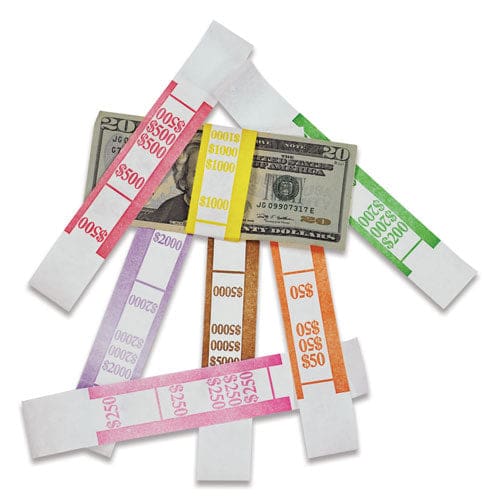 Iconex Color-coded Kraft Currency Straps Dollar Bill $100 Self-adhesive 1000/pack - Office - Iconex™