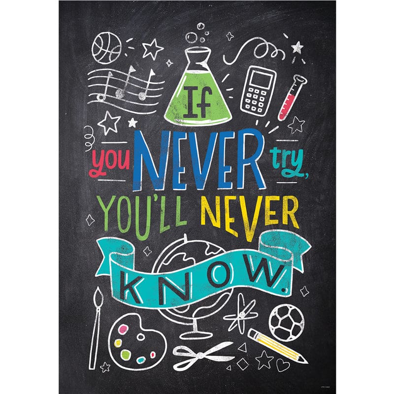 If You Never Try Inspire U Poster (Pack of 12) - Motivational - Creative Teaching Press