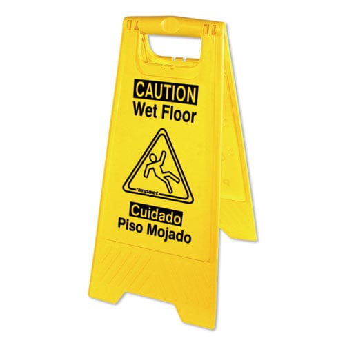Impact Bilingual Yellow Wet Floor Sign 12.05 X 1.55 X 24.3 - Janitorial & Sanitation - Impact®