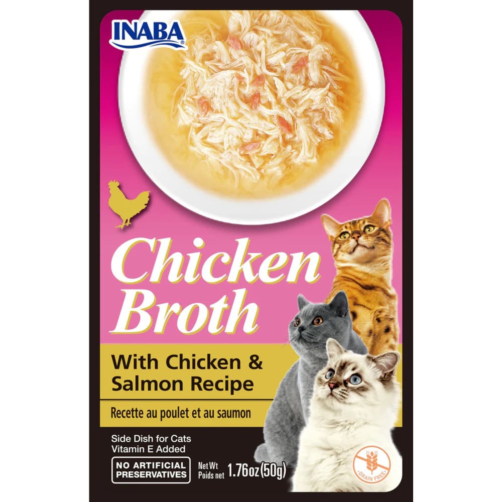 Inaba Cat Broth Chicken Salmon 6Ct-1.76Oz - Pet Supplies - Inaba