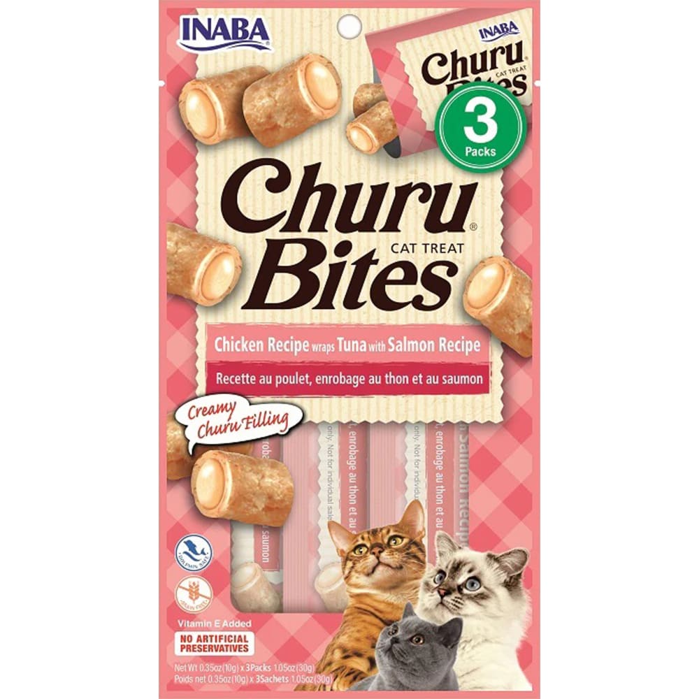 Inaba Cat Churu Bite Chkn Wrap Tuna Salmon 6Ct-1.05Oz - Pet Supplies - Inaba