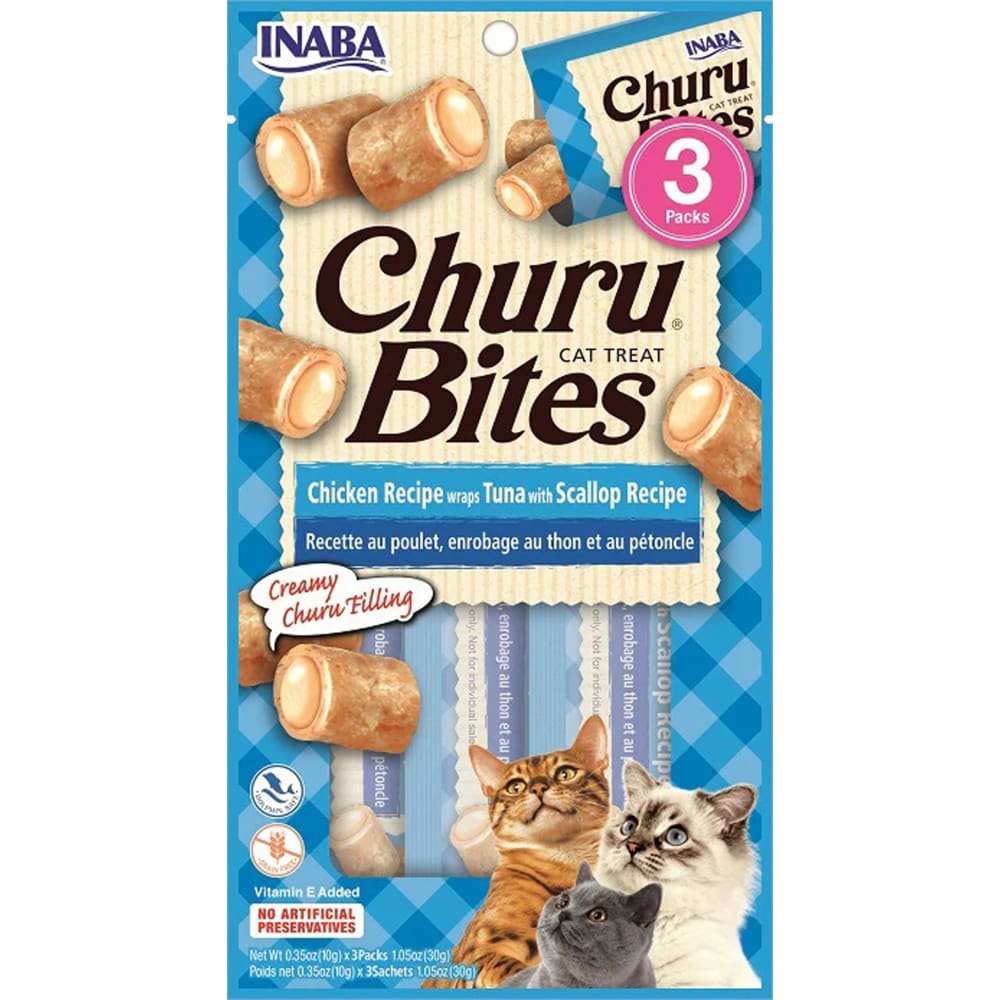 Inaba Cat Churu Bite Chkn Wrap Tuna Scallop 6Ct-1.05Oz - Pet Supplies - Inaba