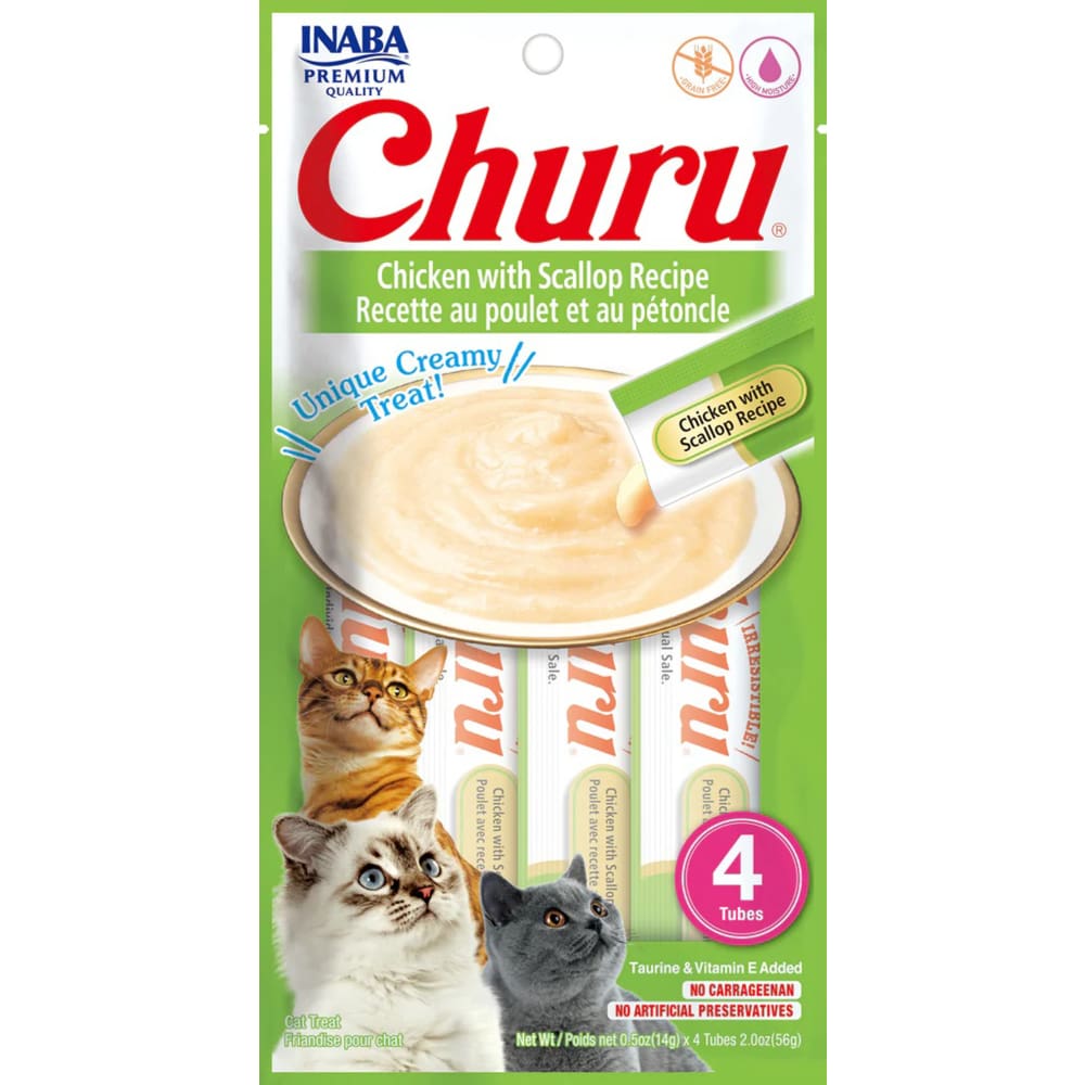 Inaba Cat Churu Puree Chkn Scallop 0.52Oz-6Ct - Pet Supplies - Inaba