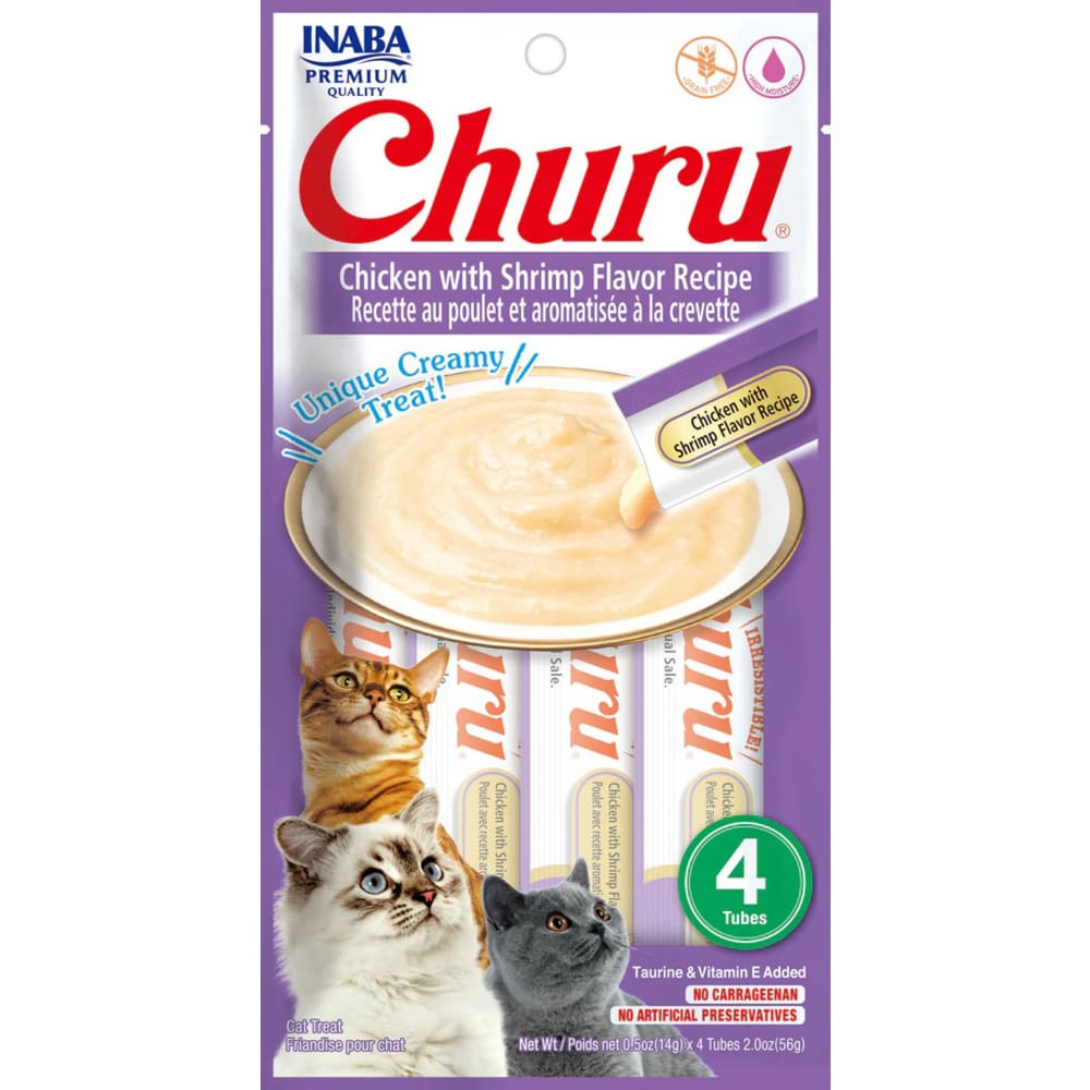 Inaba Cat Churu Puree Chkn Shrimp 0.52Oz-6Ct - Pet Supplies - Inaba