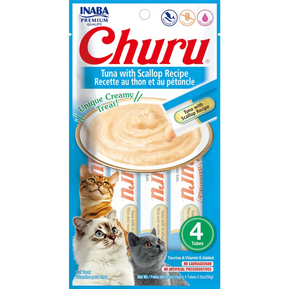Inaba Cat Churu Puree Tuna Scallop 0.52Oz-6Ct - Pet Supplies - Inaba